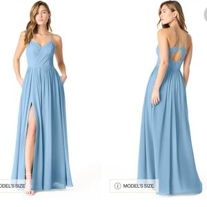 Azazie Light Blue Maxi Dress with Slit